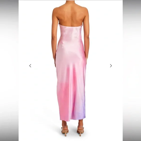 NWOT SER.O.YA CERITH SILK STRAPLESS MIDI DRESS SUNSET TIE DYE - Picture 5 of 10